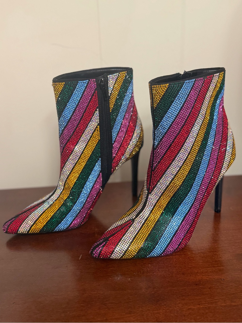 INC International Concepts Reisa2 Rainbow Rhinestone Ankle Booties 6 NWOT - Picture 5 of 11